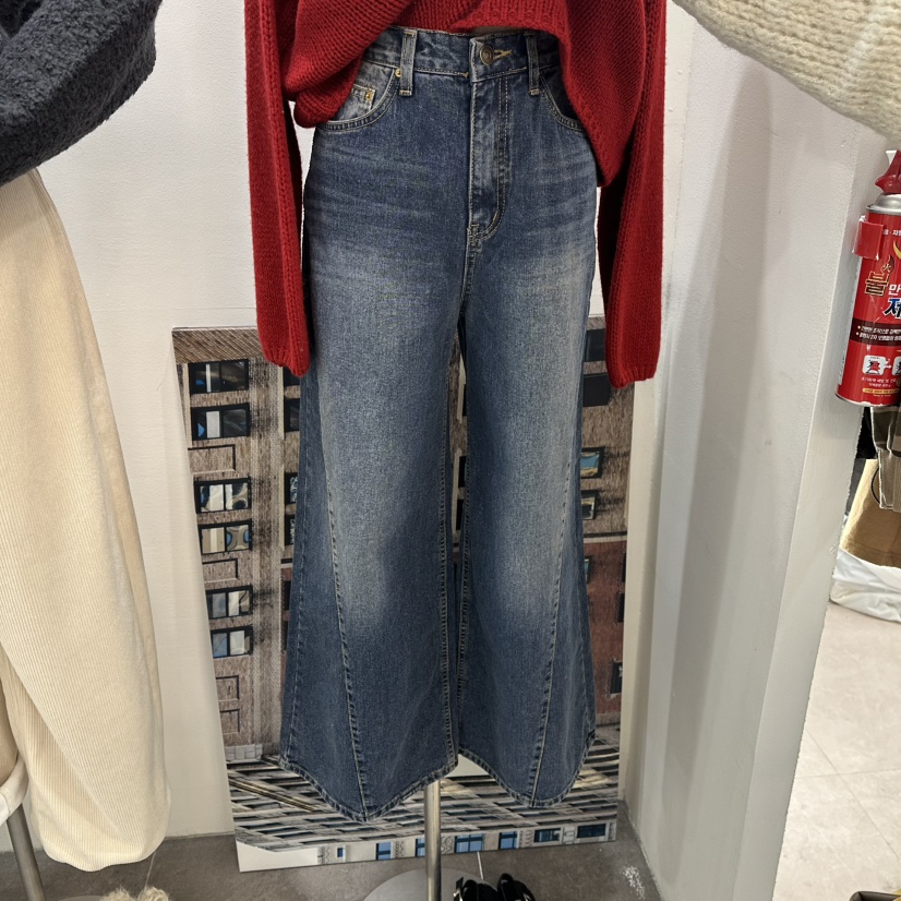 DELIGHT-L韓國直郵㊣女士新品真品25秋冬時尚休閑牛仔褲羊毛DELIGHT-L牛仔褲圖色1