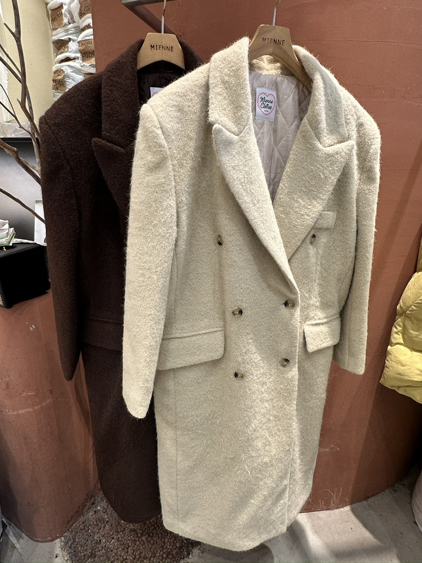 MIENNE韓國直郵㊣女裝新品人氣時尚真品熱賣中長款大衣羊駝MIENNE中長款大衣圖色2