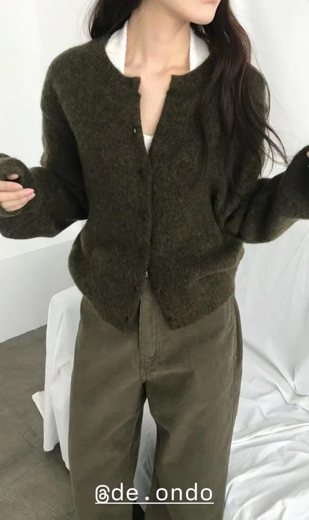 DE ONDO韓國代購㊣女士新款職業時尚真品休閑針織衫馬海毛DE ONDO針織衫圖色2