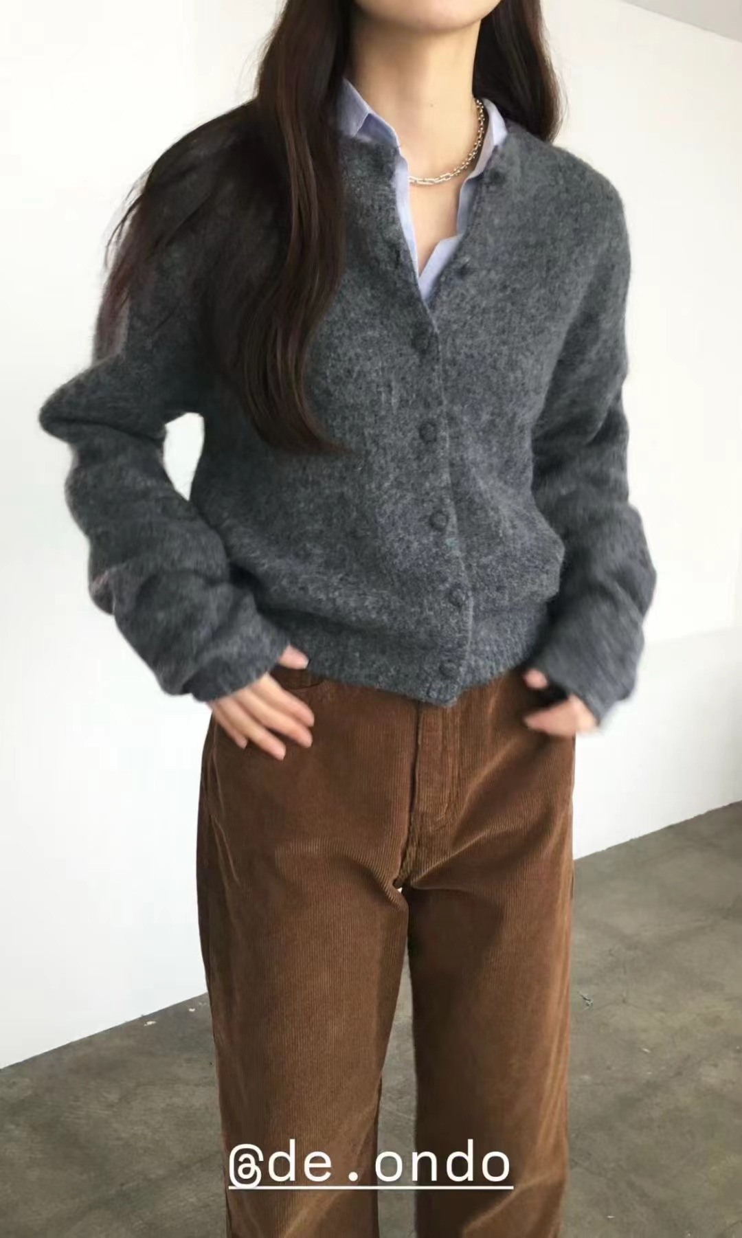 DE ONDO韓國代購㊣女士新款職業時尚真品休閑針織衫馬海毛DE ONDO針織衫圖色3