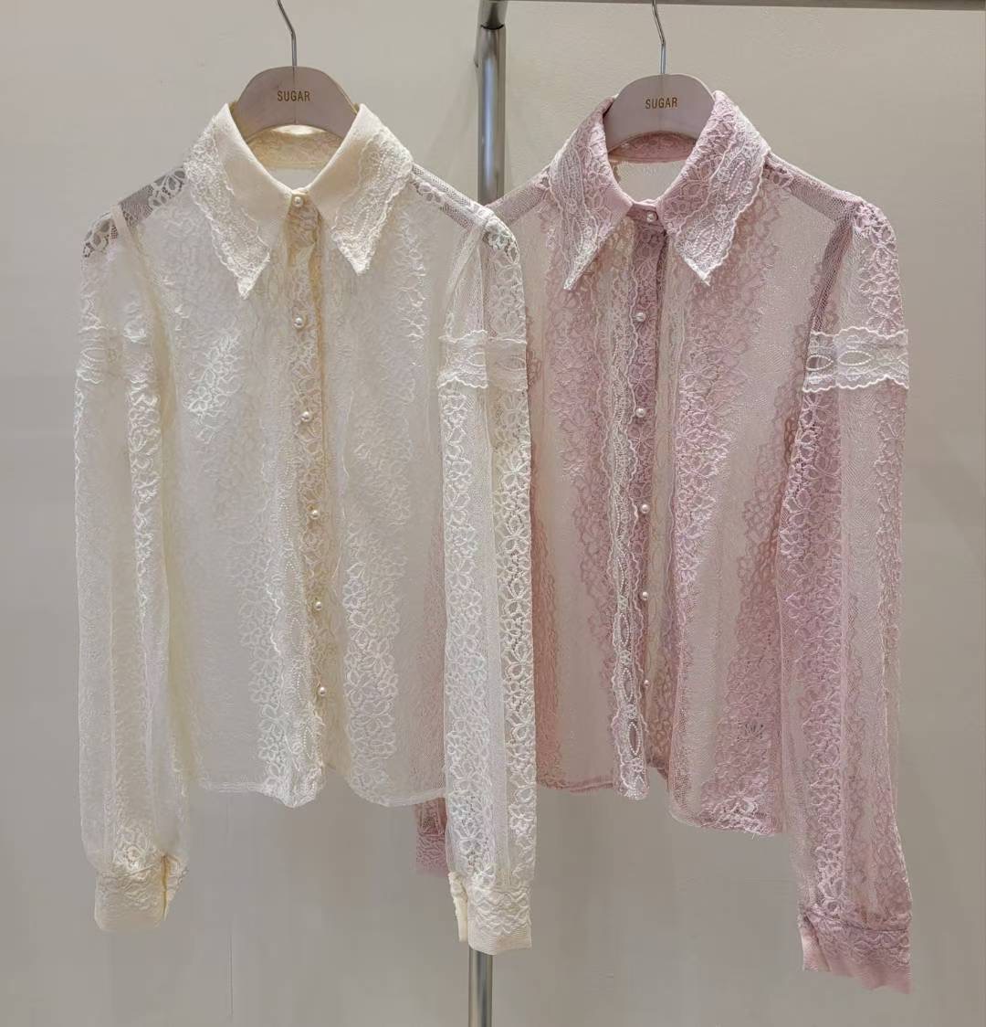 SUGAR-슈가-T韓國代購㊣女士新款時尚推薦25秋冬襯衫蕾絲衫SUGAR襯衫/蕾絲衫圖色2左二色