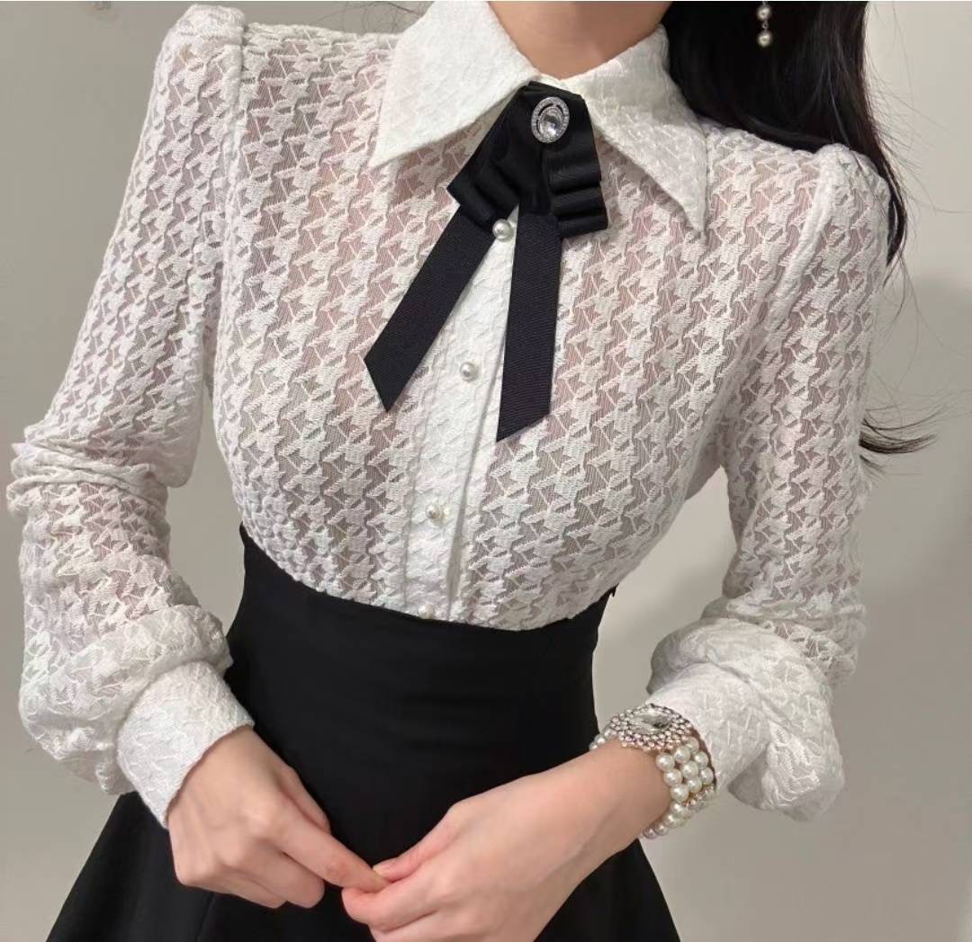 SUGAR-슈가-T東大門㊣直郵女士新款推薦休閑25秋冬襯衫蕾絲衫SUGAR襯衫/蕾絲衫圖色1