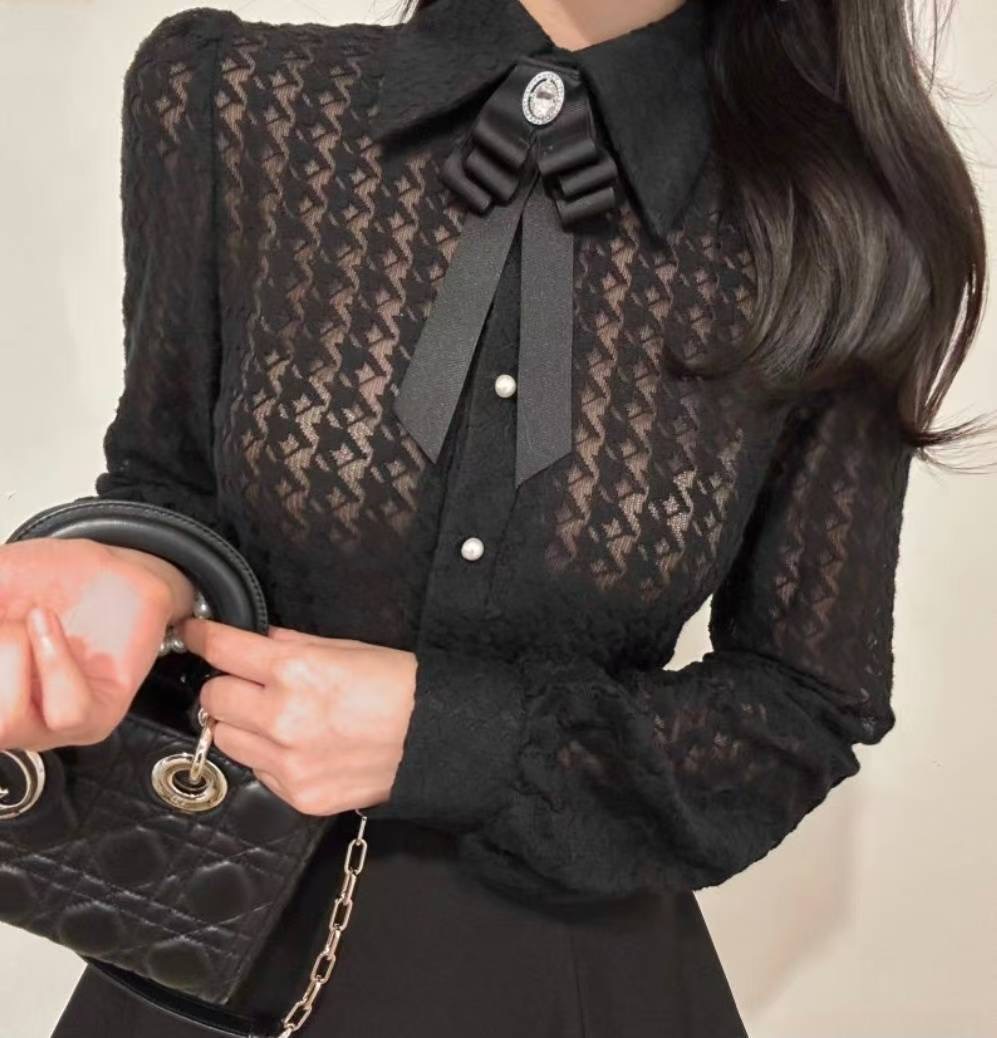 SUGAR-슈가-T東大門㊣直郵女士新款推薦休閑25秋冬襯衫蕾絲衫SUGAR襯衫/蕾絲衫圖色2