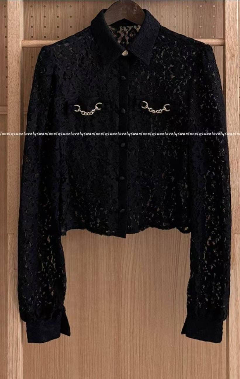 SUGAR-슈가-T東大門㊣實拍女士新款時尚25秋冬襯衫蕾絲衫SUGAR襯衫/蕾絲衫圖色1