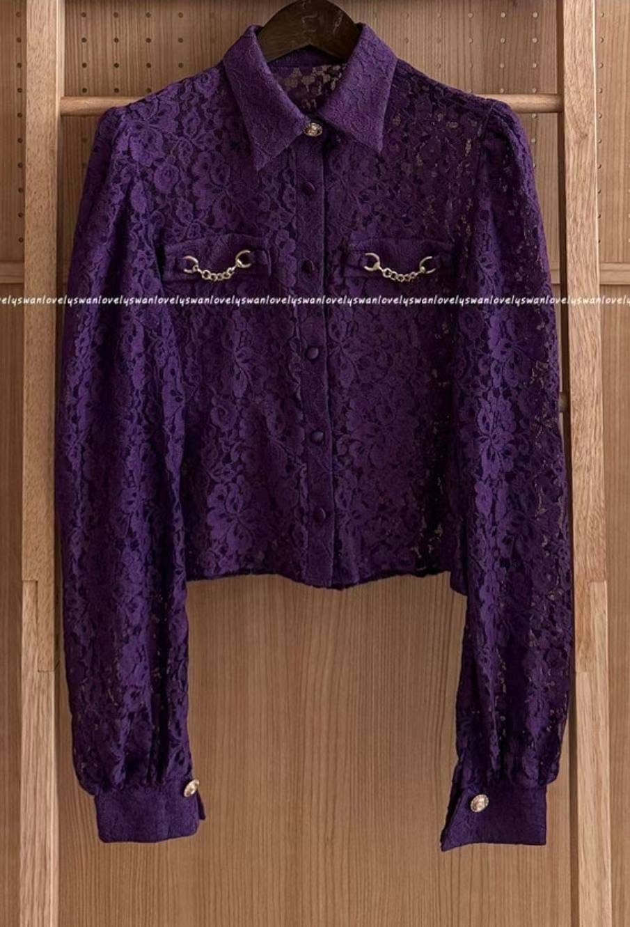SUGAR-슈가-T東大門㊣實拍女士新款時尚25秋冬襯衫蕾絲衫SUGAR襯衫/蕾絲衫圖色2