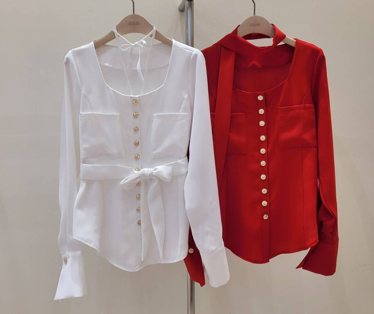 SUGAR-슈가-T東大門㊣代購女士新款25秋冬真品襯衫蕾絲衫SUGAR襯衫/蕾絲衫圖色2左二色