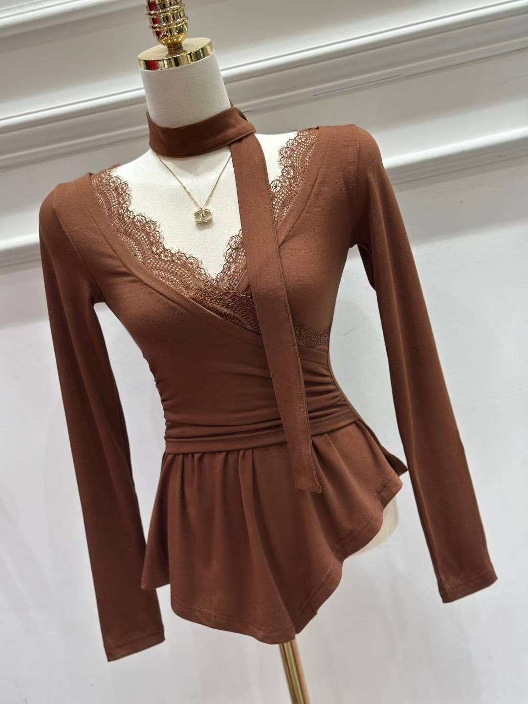 HEE SHOP東大門㊣代購女士新款人氣時尚真品長袖T恤含脖帶HEE SHOP長袖T恤圖色2