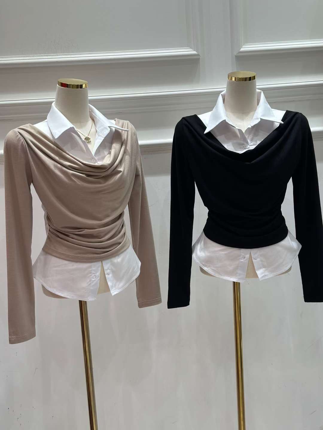 HEE SHOP東大門㊣實拍女士新款25秋冬人氣時尚長袖T恤假兩件HEE SHOP長袖T恤