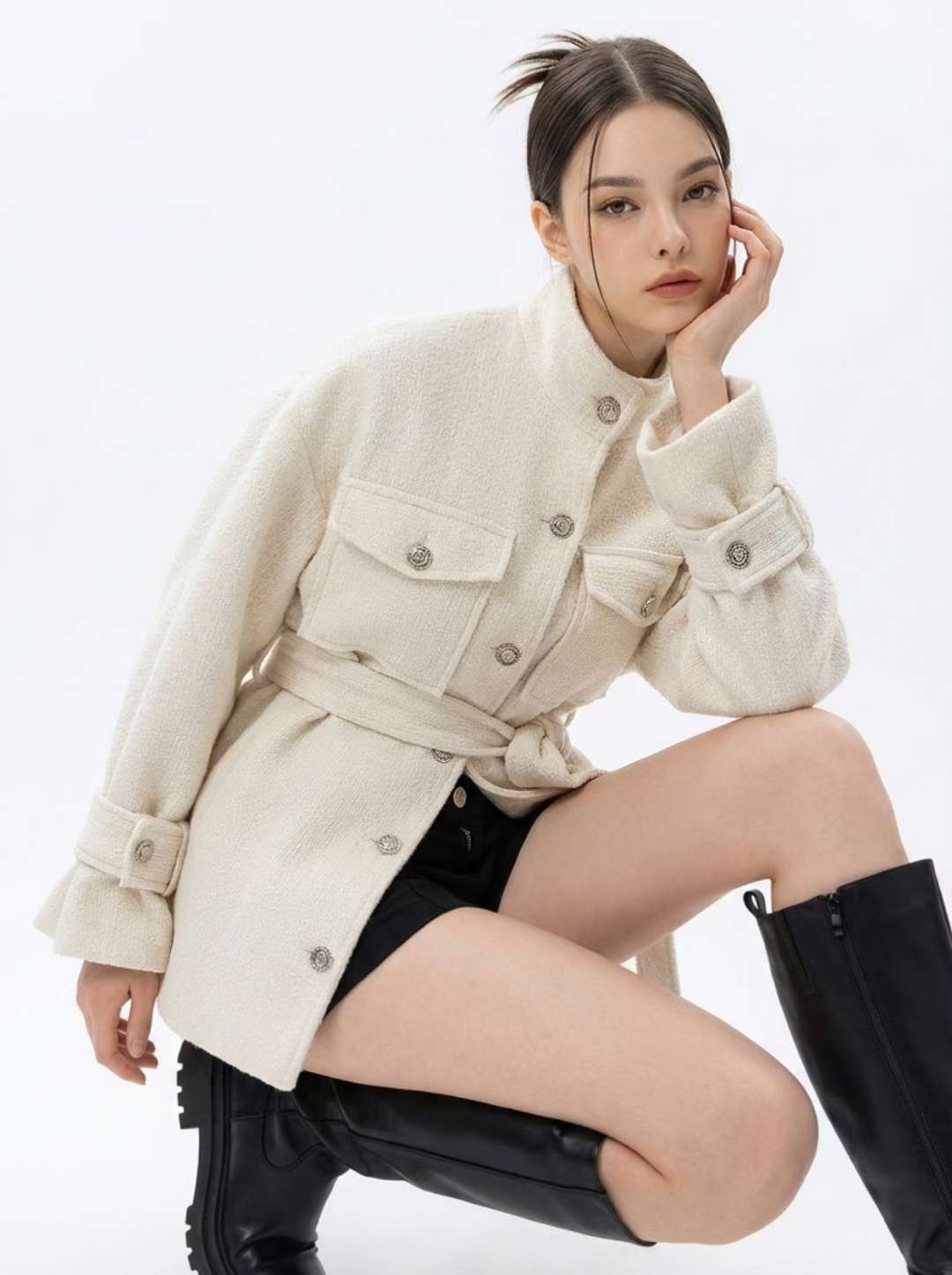 HEE SHOP東大門㊣代購女士新品休閑職業人氣熱賣中長款大衣HEE SHOP中長款大衣