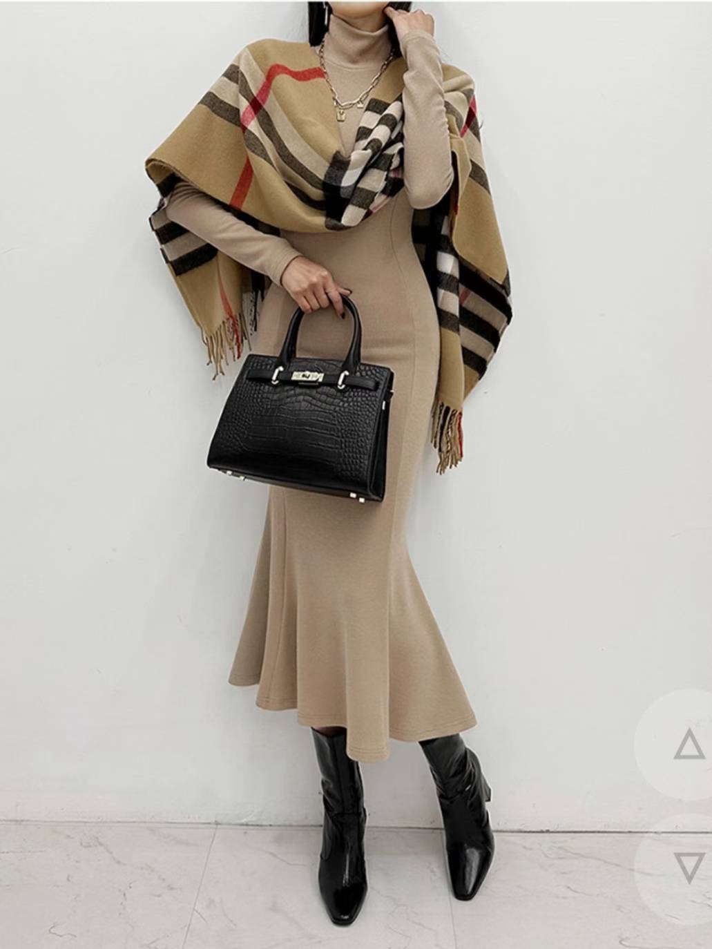 HEE SHOP韓國直郵㊣女士新款25秋冬職業休閑時尚連衣裙含圍巾HEE SHOP連衣裙圖色1