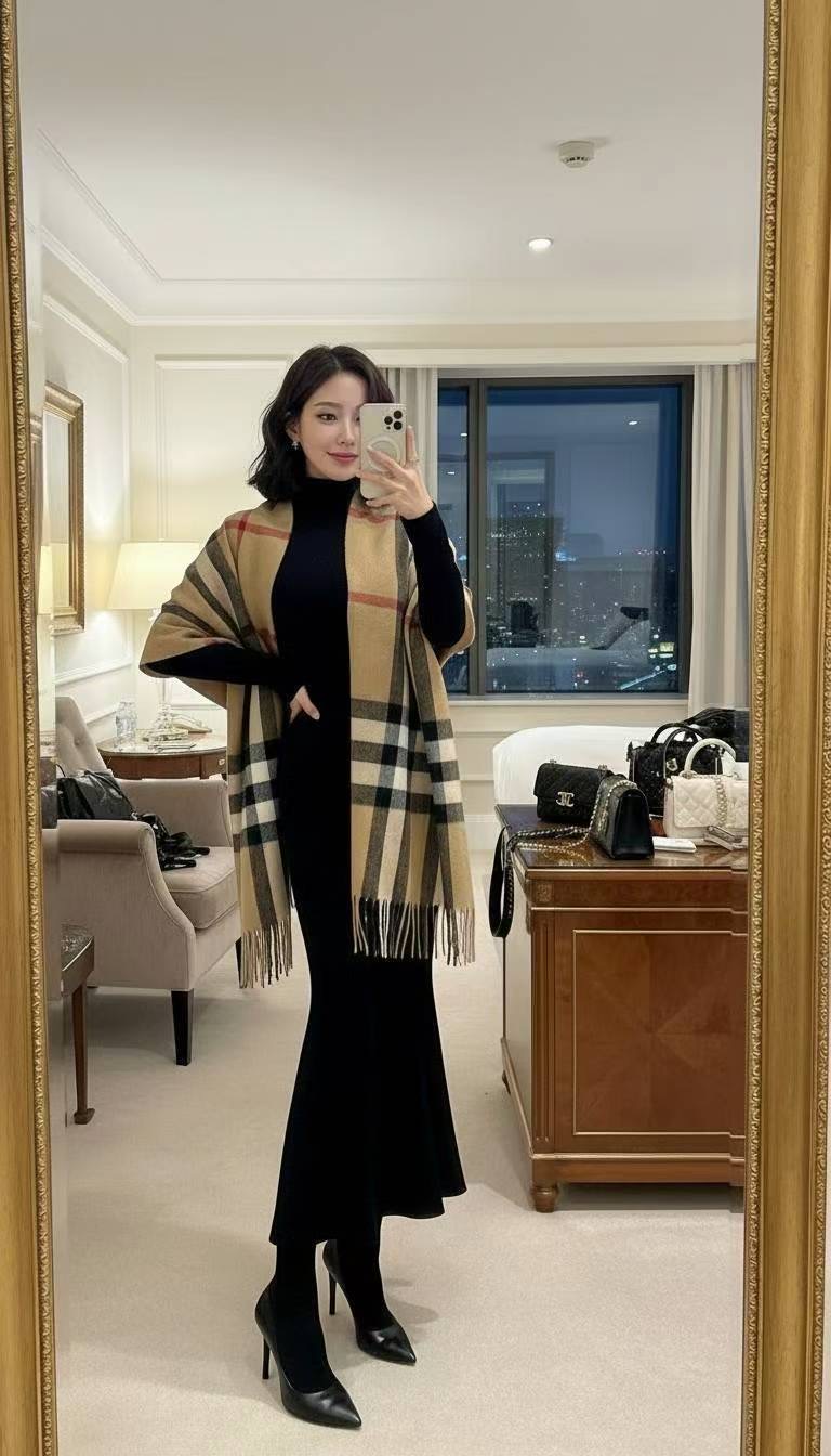 HEE SHOP韓國直郵㊣女士新款25秋冬職業休閑時尚連衣裙含圍巾HEE SHOP連衣裙圖色2