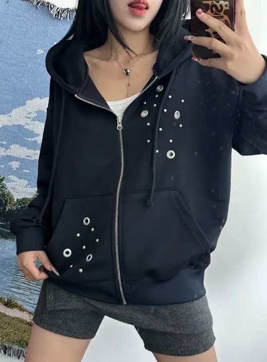 HIDDENHILLS東大門㊣直郵女裝新款熱賣職業時尚夾克拉鏈兜帽HIDDENHILLS夾克圖色1