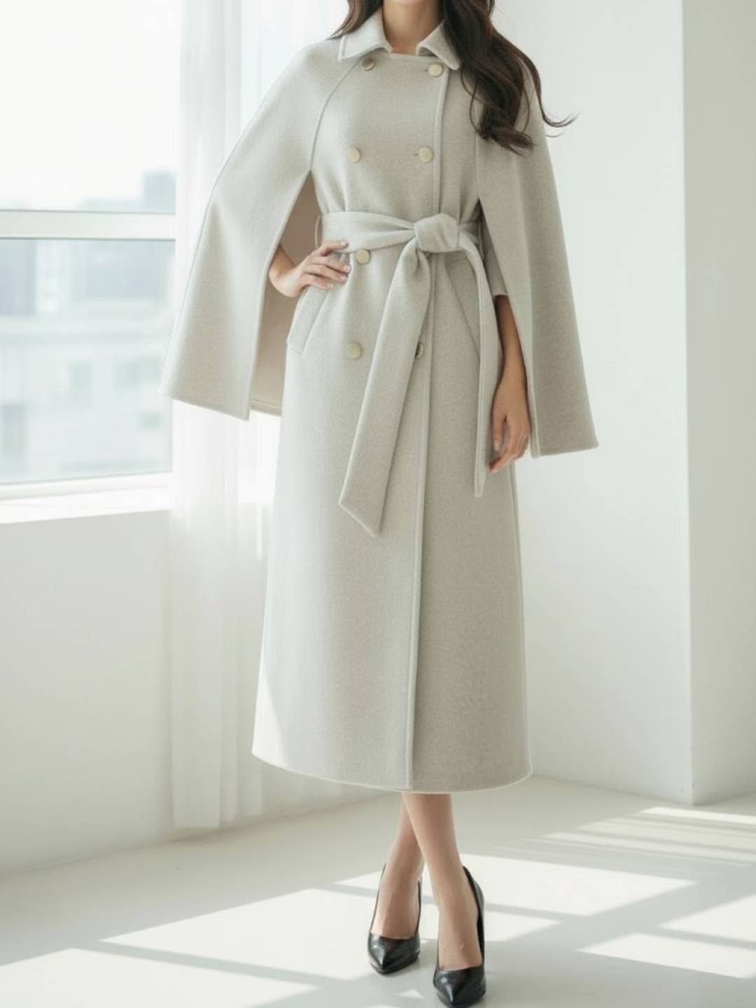 HEE SHOP東大門㊣實拍女士新款職業真品休閑25秋冬中長款大衣HEE SHOP中長款大衣