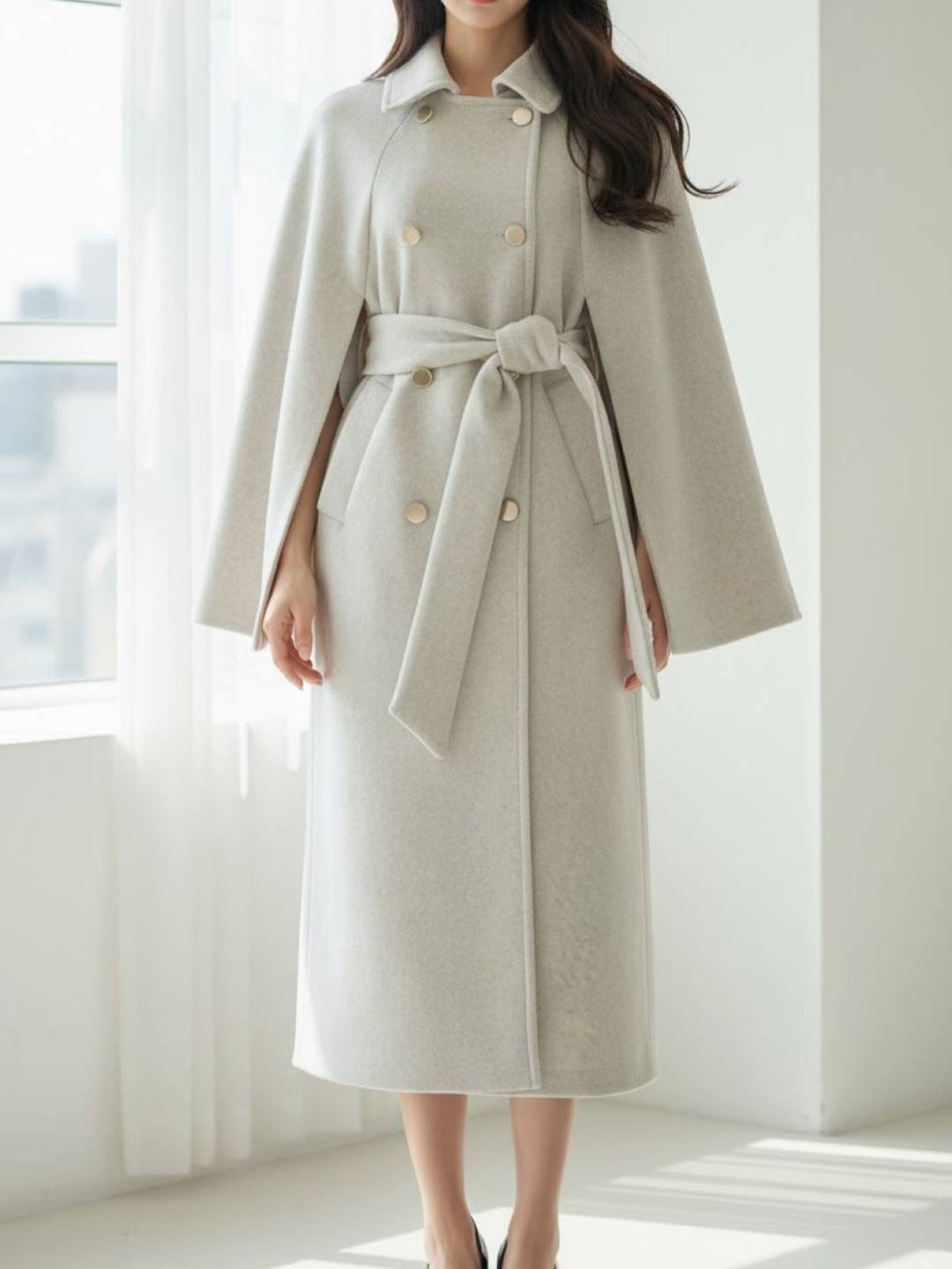 HEE SHOP東大門㊣實拍女士新款職業真品休閑25秋冬中長款大衣HEE SHOP中長款大衣圖色1