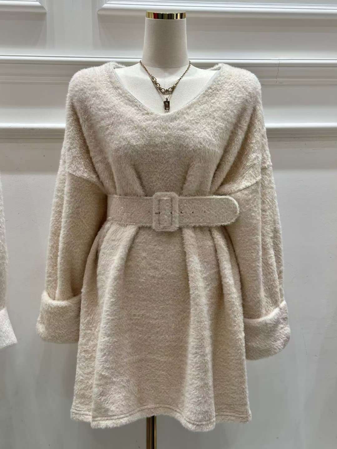 HEE SHOP韓國代購㊣女裝新款職業推薦熱賣休閑連衣裙含腰帶HEE SHOP連衣裙圖色1