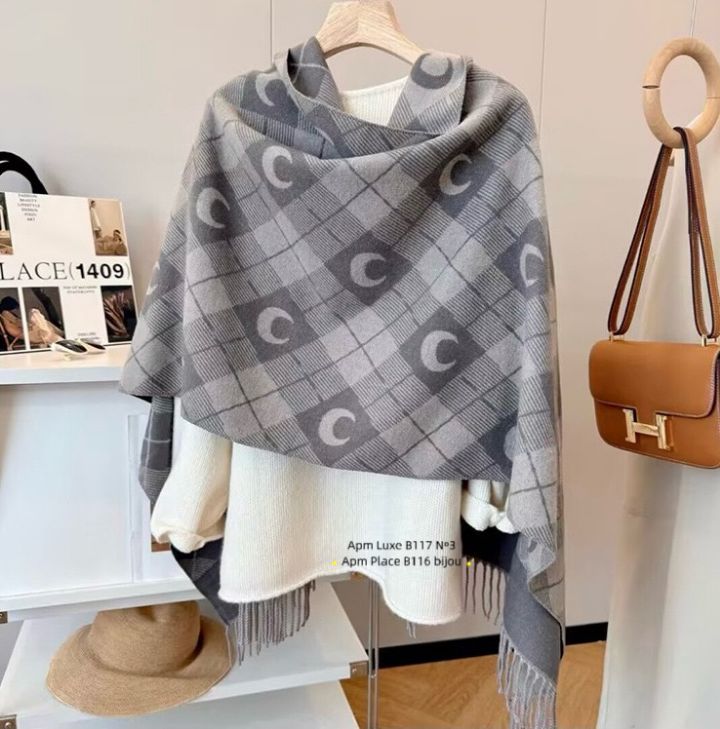 N3韓國代購㊣女裝新品時尚推薦人氣25秋冬休閑圍巾披肩雙面N3圍巾/披肩圖色2