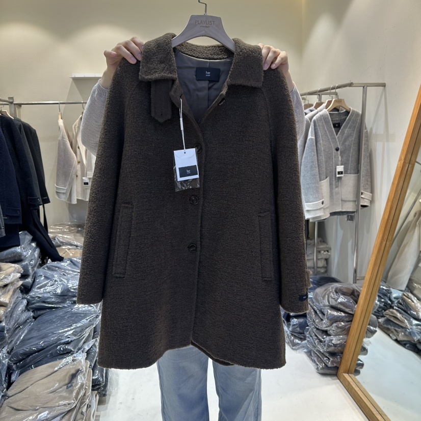 HER韓國直郵㊣女士新款推薦真品時尚人氣25秋冬休閑中長款大衣HER中長款大衣圖色1