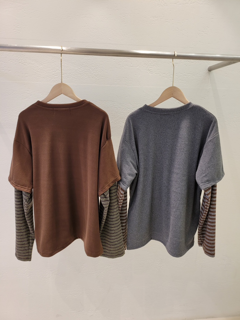 THE OTHER韓國直郵㊣女士新品熱賣25秋冬長袖T恤假兩件刺繡THE OTHER長袖T恤