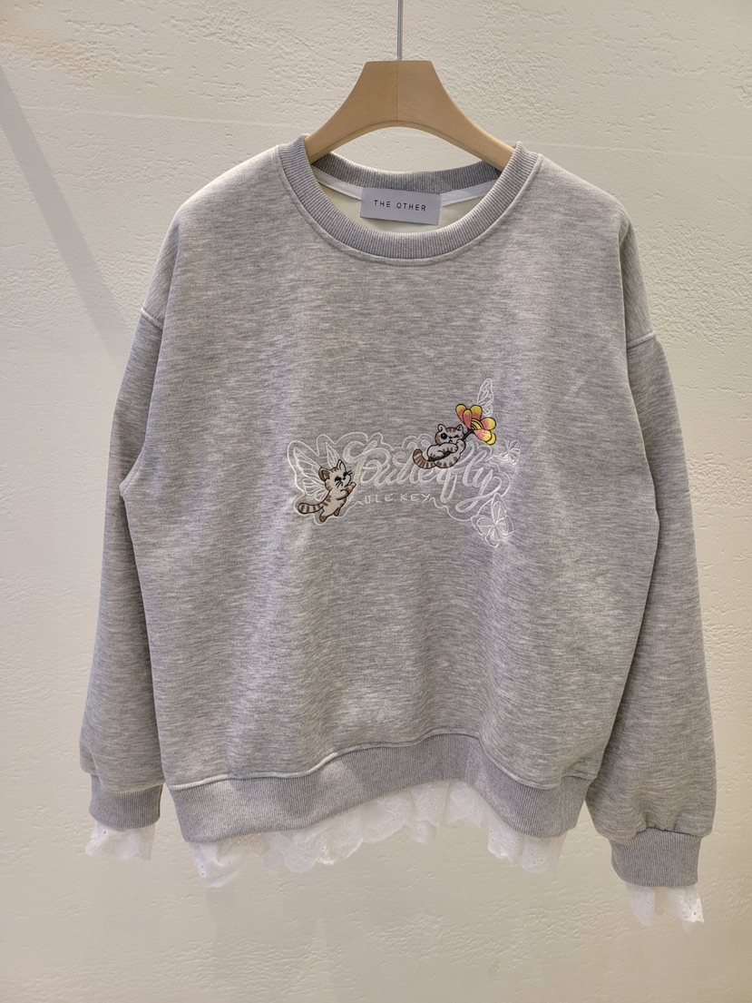 THE OTHER韓國直郵㊣女士新款職業推薦真品衛衣加絨羊毛刺繡THE OTHER衛衣圖色2
