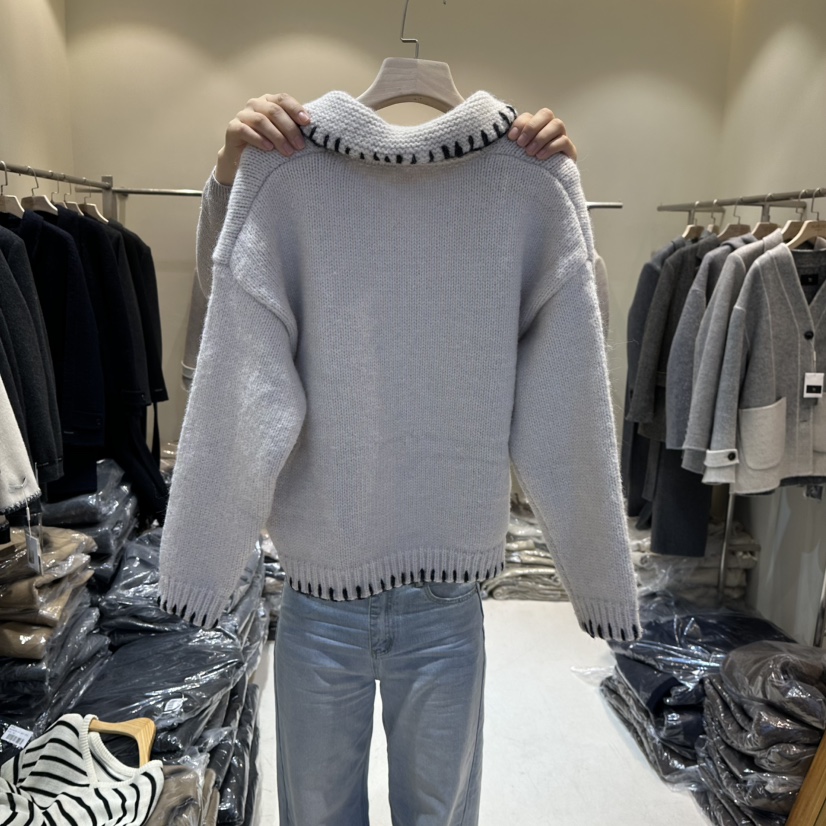 HER東大門㊣代購女裝新品推薦真品職業熱賣休閑人氣毛衣披肩HER毛衣