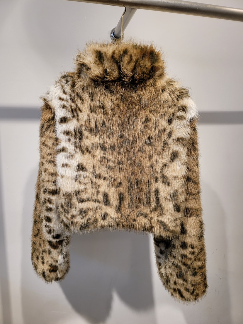 THE OTHER東大門㊣代購女士新款熱賣25秋冬短款大衣皮草豹紋THE OTHER短款大衣