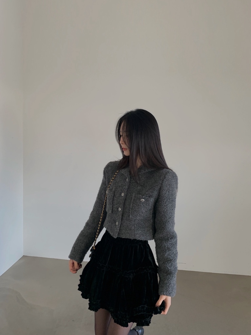 VERANDA東大門㊣直郵女士新款推薦休閑時尚人氣職業短裙天鵝絨VERANDA短裙