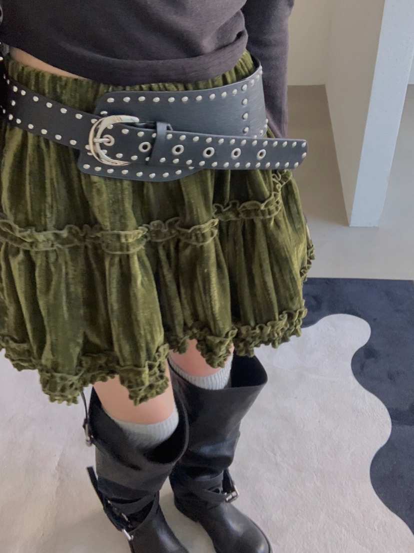 VERANDA東大門㊣直郵女士新款推薦休閑時尚人氣職業短裙天鵝絨VERANDA短裙