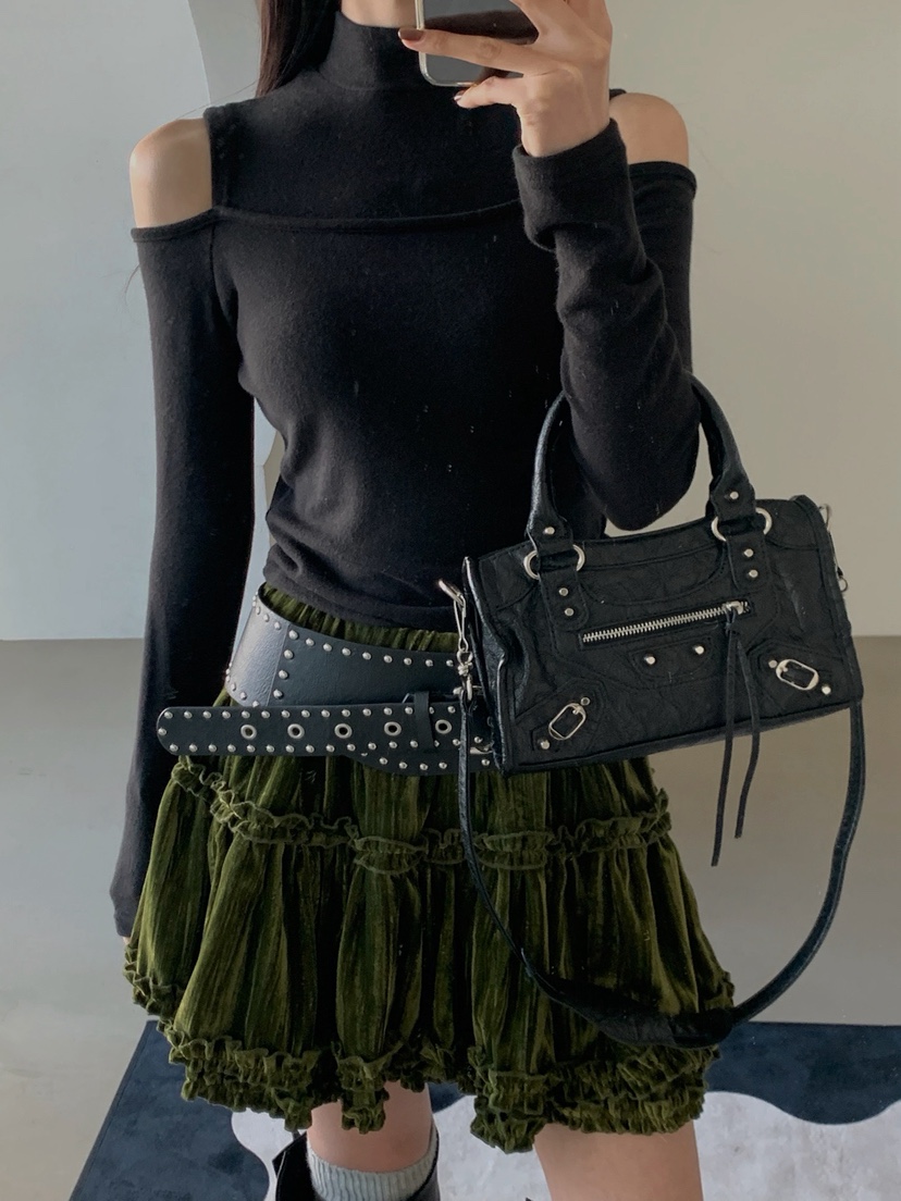 VERANDA東大門㊣直郵女士新款推薦休閑時尚人氣職業短裙天鵝絨VERANDA短裙