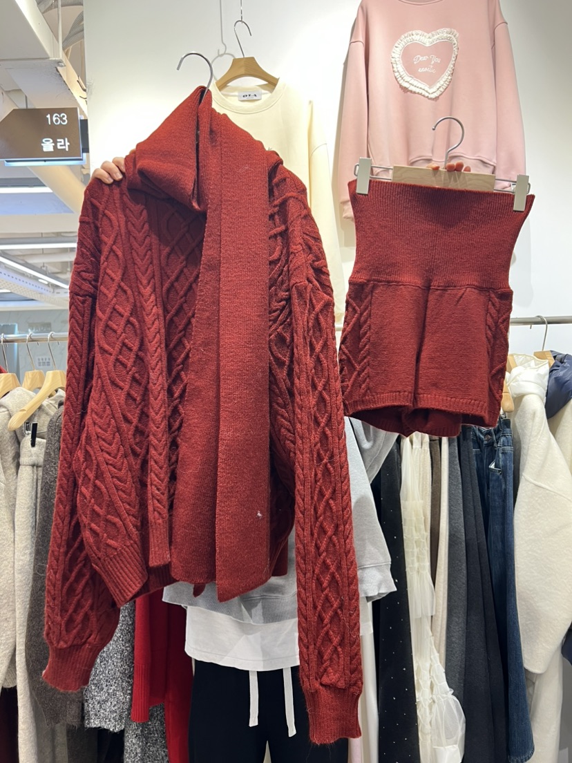 OLA韓國直郵㊣女士新款職業25秋冬真品休閑人氣套裝三件套圍巾mellor/OLA套裝