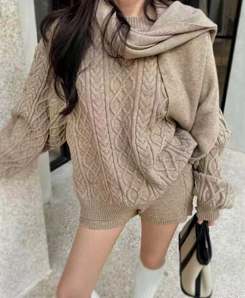 OLA韓國直郵㊣女士新款職業25秋冬真品休閑人氣套裝三件套圍巾mellor/OLA套裝