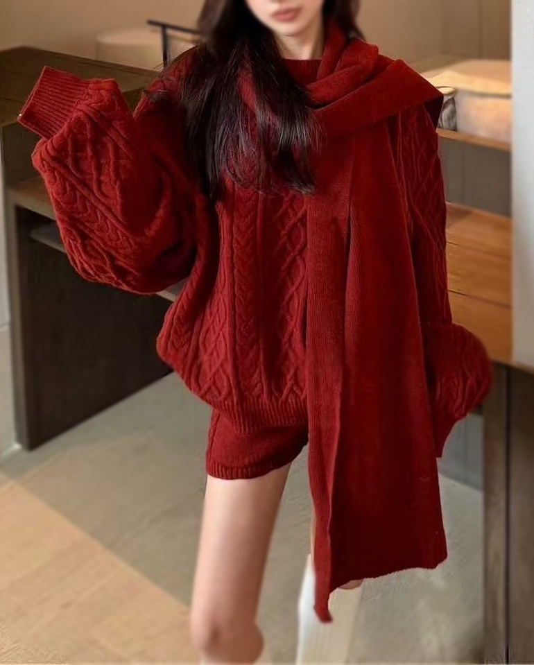 OLA韓國直郵㊣女士新款職業25秋冬真品休閑人氣套裝三件套圍巾mellor/OLA套裝