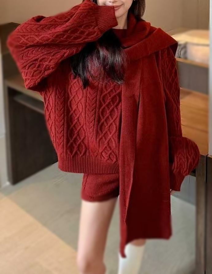 OLA韓國直郵㊣女士新款職業25秋冬真品休閑人氣套裝三件套圍巾mellor/OLA套裝