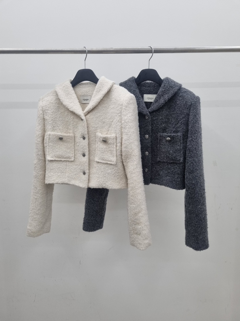 VERANDA東大門㊣直郵女士新款推薦休閑熱賣真品夾克粗花呢羊毛VERANDA夾克