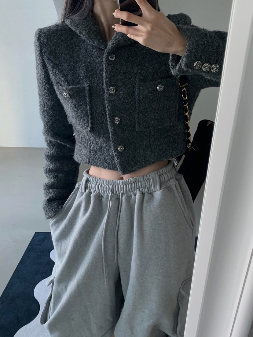 VERANDA東大門㊣直郵女士新款推薦休閑熱賣真品夾克粗花呢羊毛VERANDA夾克