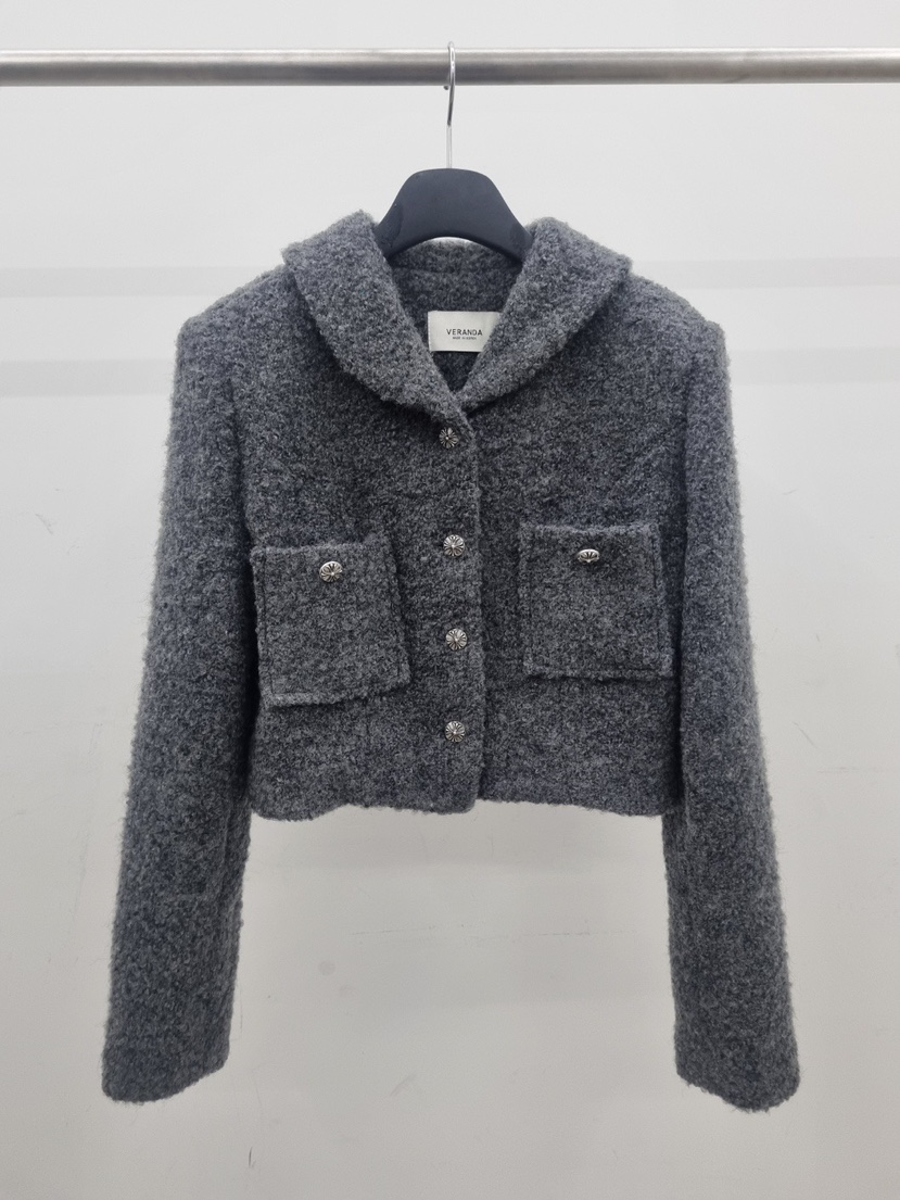 VERANDA東大門㊣直郵女士新款推薦休閑熱賣真品夾克粗花呢羊毛VERANDA夾克圖色1