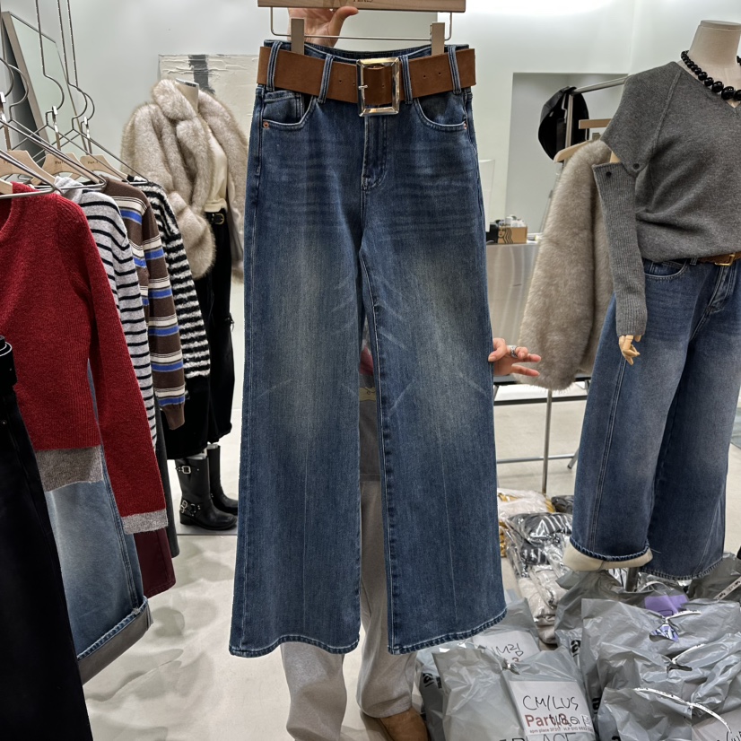 PART3東大門㊣代購女士新款職業熱賣休閑牛仔褲不含腰帶加絨Part.3牛仔褲圖色1