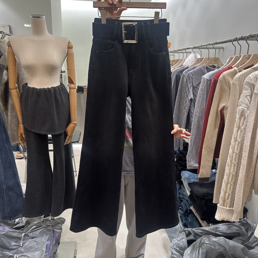 PART3韓國代購㊣女士新款熱賣休閑時尚職業休閑褲含腰帶加絨Part.3休閑褲圖色1黑色