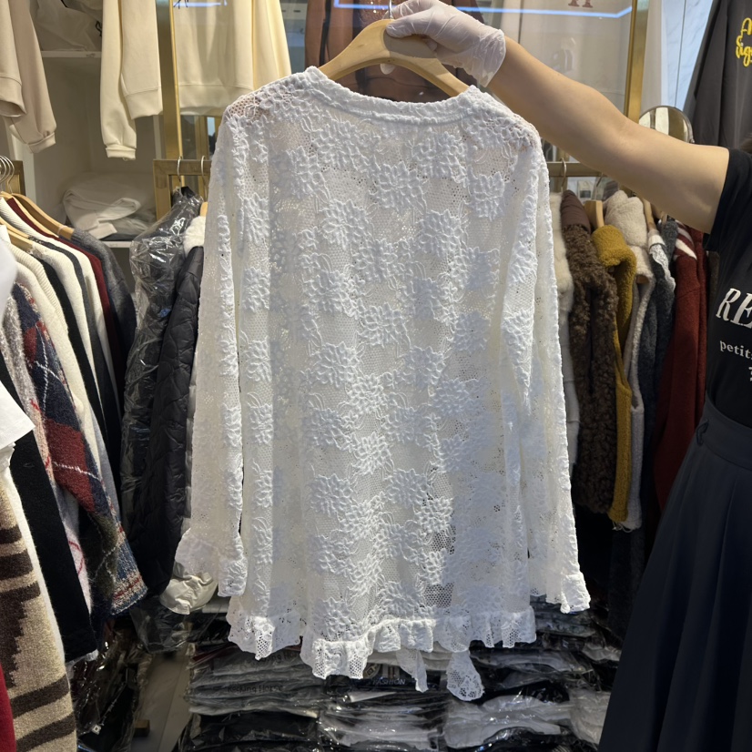 COCO HOLIC東大門㊣代購女裝新品時尚襯衫蕾絲衫不對稱蕾絲COCO HOLIC襯衫/蕾絲衫