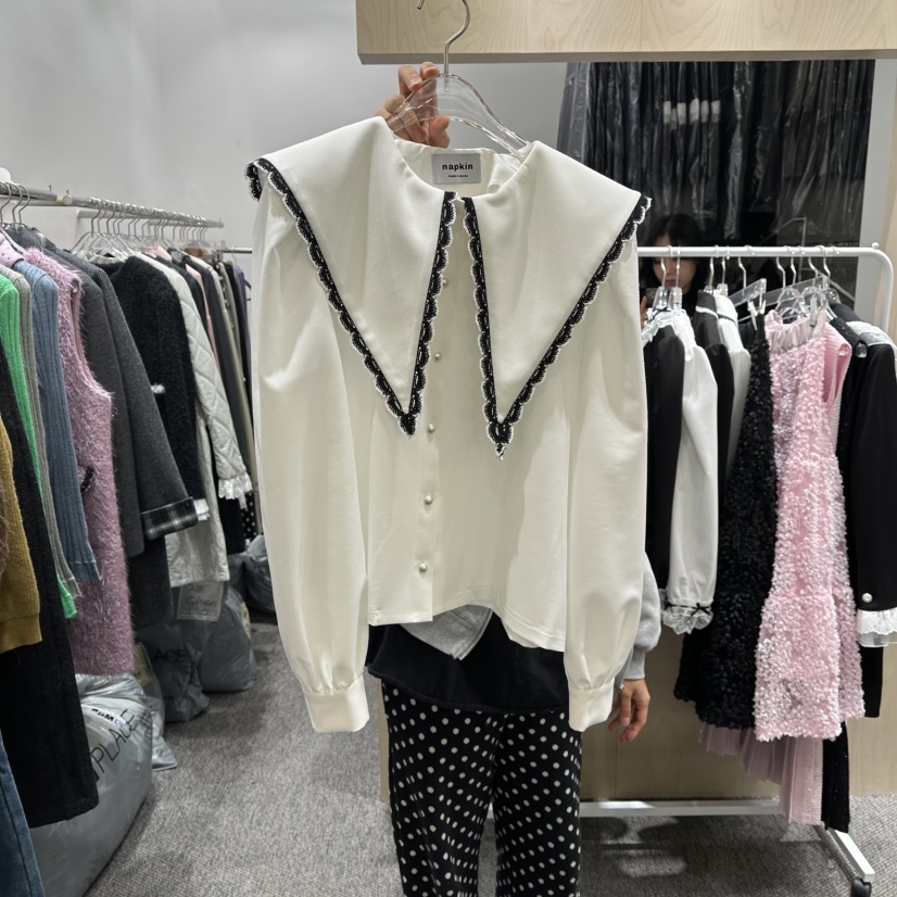 NAPKIN東大門㊣直郵女士新款推薦熱賣25秋冬真品襯衫蕾絲衫NAPKIN襯衫/蕾絲衫圖色1