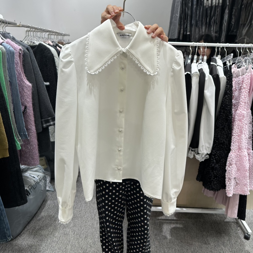 NAPKIN東大門㊣代購女裝新品熱賣職業真品休閑25秋冬襯衫蕾絲衫NAPKIN襯衫/蕾絲衫圖色1