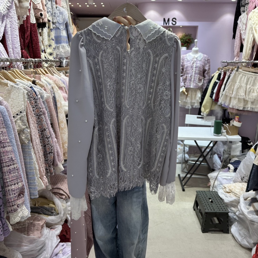 MS韓國直郵㊣女士新品25秋冬職業時尚熱賣休閑真品襯衫蕾絲衫MS襯衫/蕾絲衫