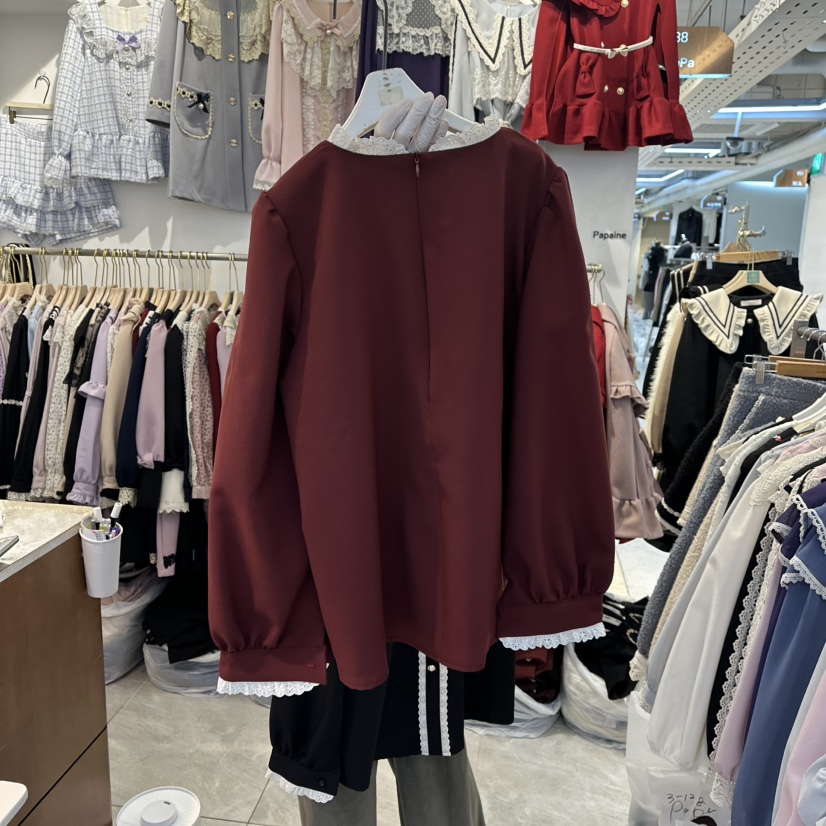 PAPA韓國代購㊣女裝新款真品人氣時尚休閑熱賣推薦襯衫蕾絲衫PaPa/HALMADE襯衫/蕾絲衫