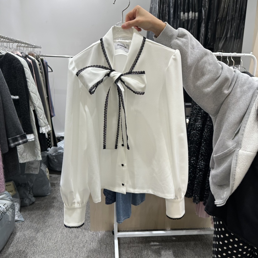 NAPKIN東大門㊣直郵女士新品時尚熱賣人氣襯衫蕾絲衫蕾絲圍巾NAPKIN襯衫/蕾絲衫圖色1