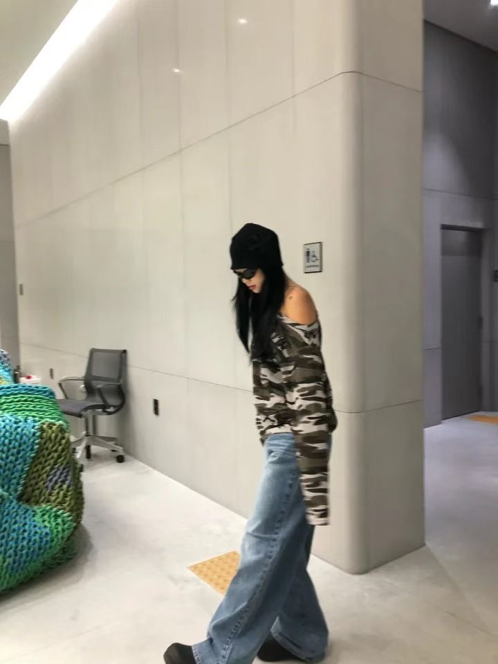 HIDDENHILLS韓國直郵㊣女士新款職業時尚熱賣真品長袖T恤迷彩HIDDENHILLS長袖T恤