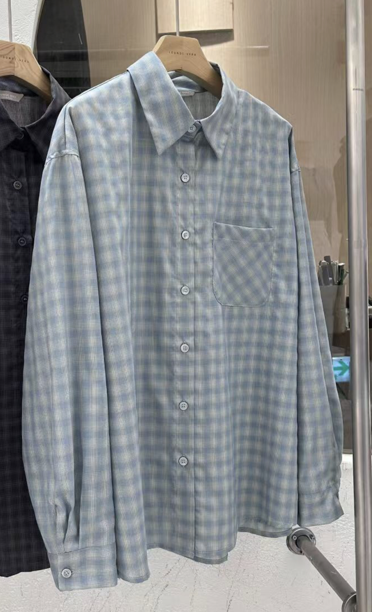 LOUNGE VERA韓國代購㊣女士新品時尚休閑推薦襯衫蕾絲衫格紋LOUNGE VERA-2件訂襯衫/蕾絲衫圖色2