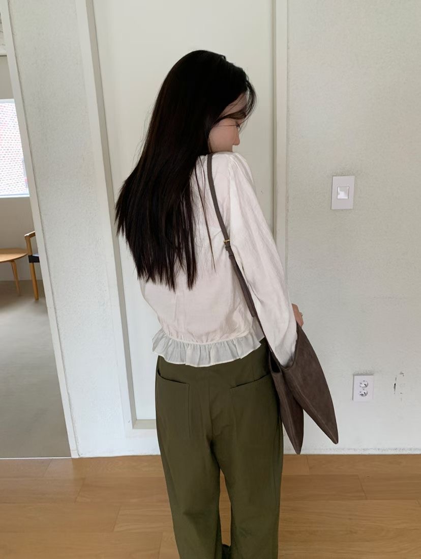 ALL OF US東大門㊣實拍女裝新品休閑25秋冬人氣襯衫蕾絲衫ALL OF US襯衫/蕾絲衫