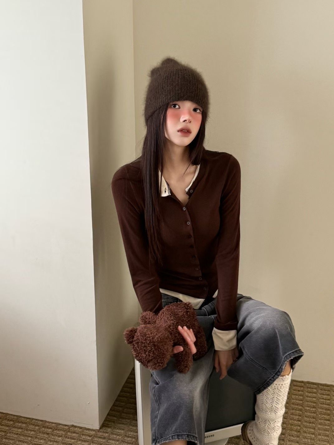 GISELE東大門㊣代購女士新款真品休閑熱賣針織衫羊毛衫雙層GISELE針織衫圖色2