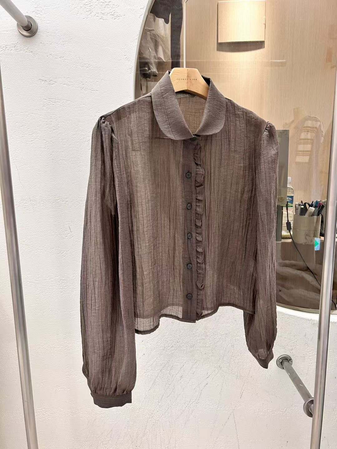 LOUNGE VERA韓國代購㊣女裝新款推薦時尚25秋冬襯衫蕾絲衫LOUNGE VERA-2件訂襯衫/蕾絲衫圖色2