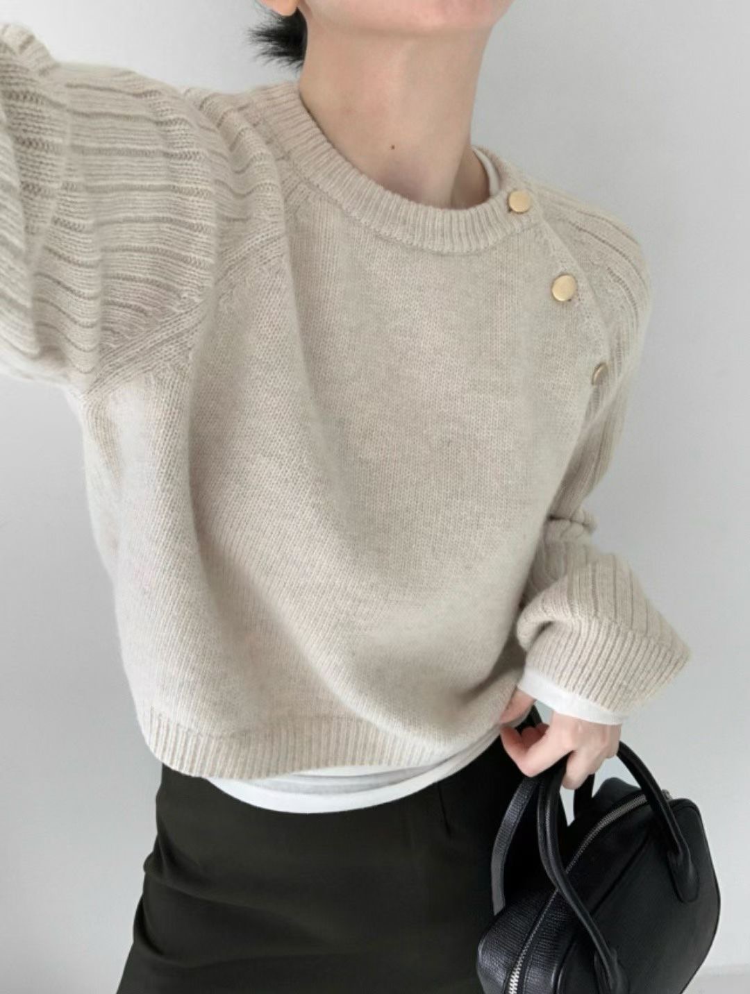 LOUNGE VERA韓國直郵㊣女士新品熱賣職業25秋冬針織衫紐扣LOUNGE VERA-2件訂針織衫