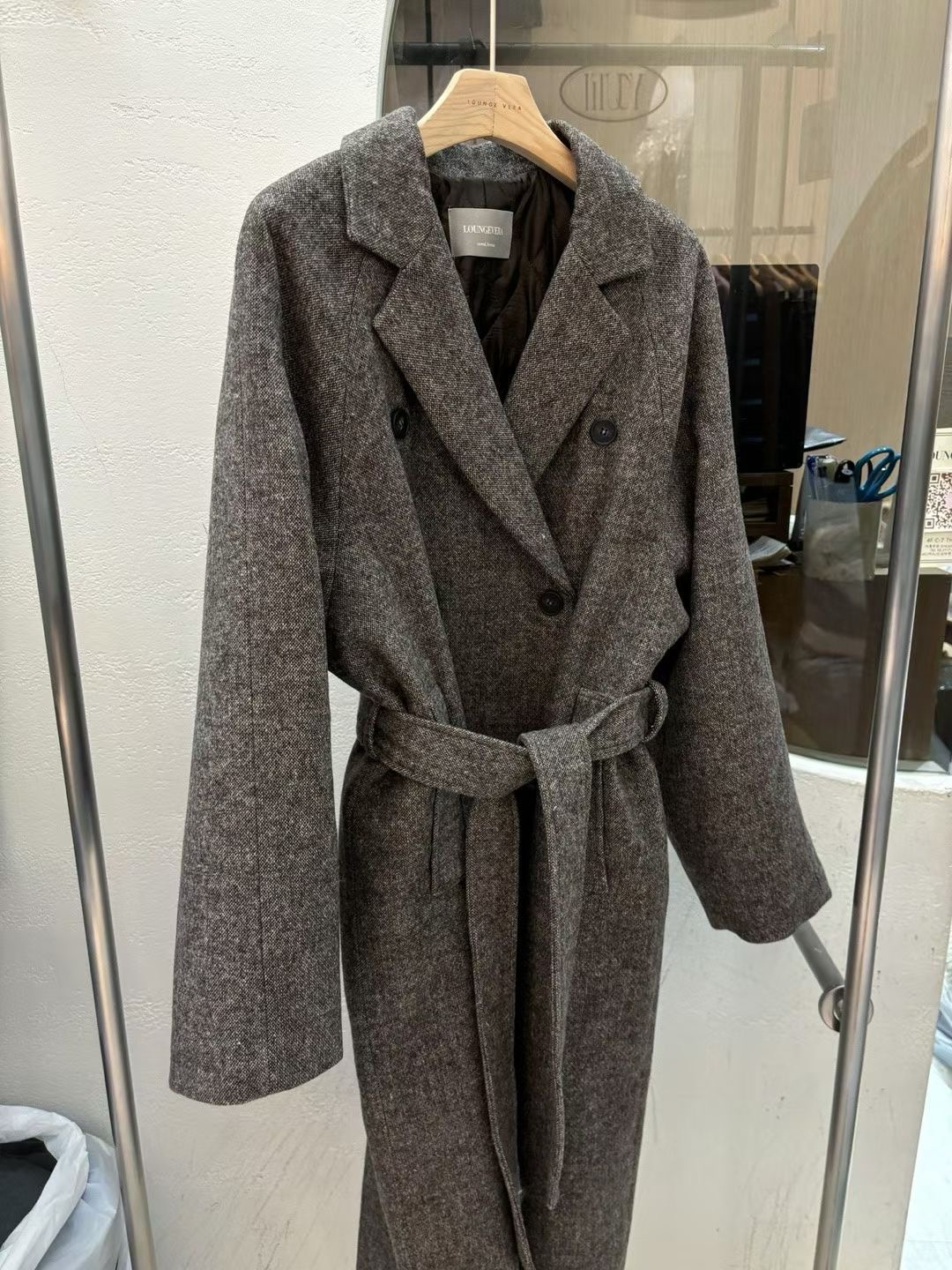 LOUNGE VERA東大門㊣直郵女士新款職業真品中長款大衣含腰帶LOUNGE VERA-2件訂中長款大衣